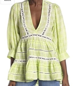 Free People Lime Colored Time Out Tunic Top  in XS